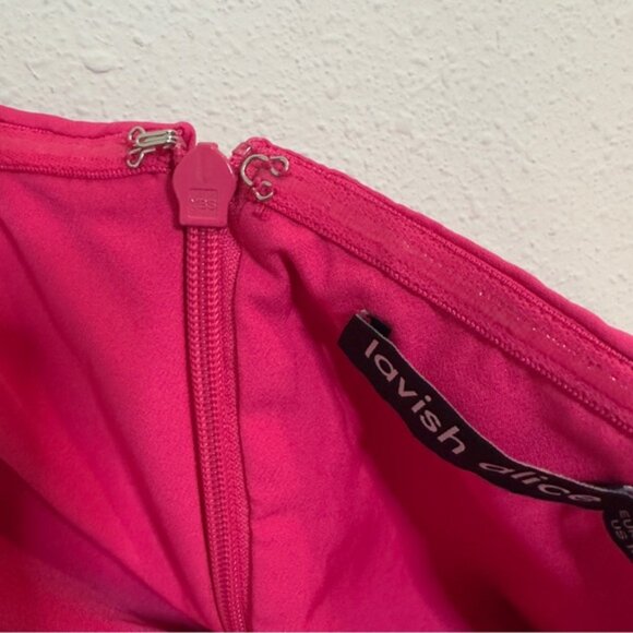 Lavish Alice Eliza curve strapless cowl corset magenta pink midi dress - Picture 5 of 8